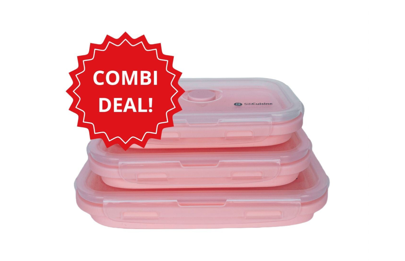 Opvouwbare siliconen bakjes roze