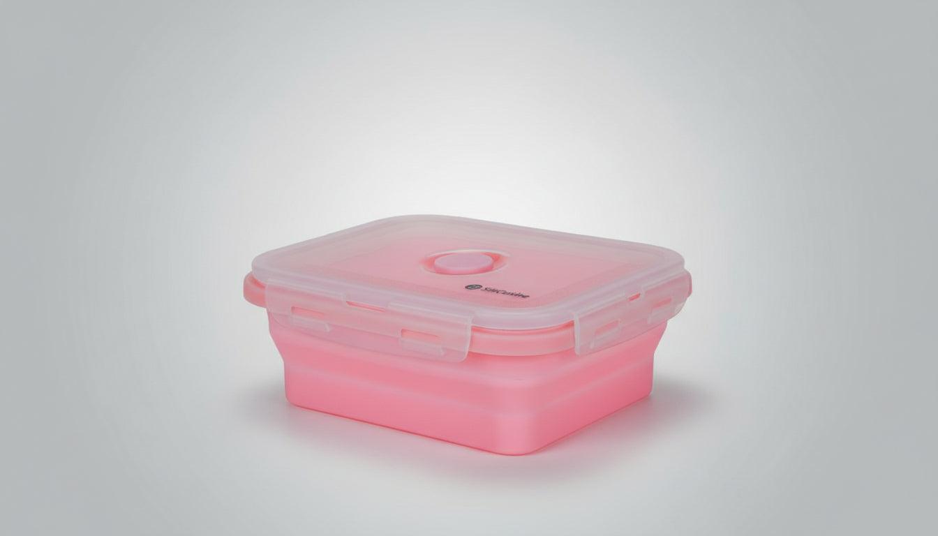 Opvouwbare siliconen bakjes roze